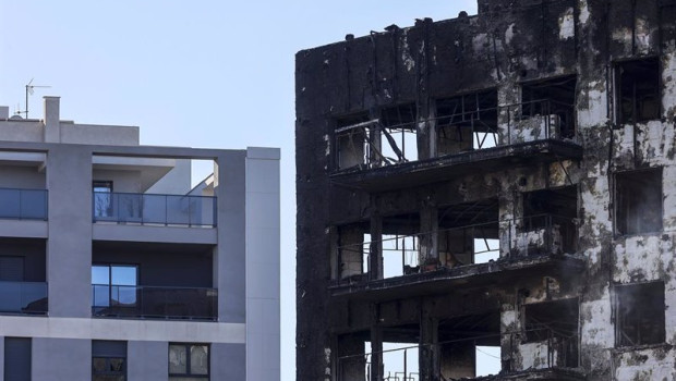 ep una parte del edificio incendiado del barrio de campanar a 24 de febrero de 2024 en valencia