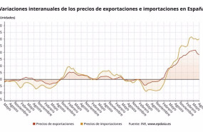 ep variacion interanual del precio de las importaciones y de las exportaciones espanolas