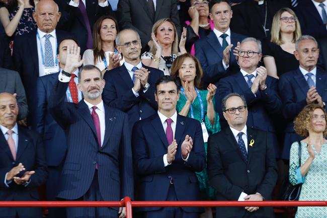 Felipe VI, Pedro Sánchez, Quim Torra y Meritxell Batet en los Juegos de Tarragon | EUROPA PRESS ep felipe vi pedro sanchez quim torrameritxell batetlos juegostarragon