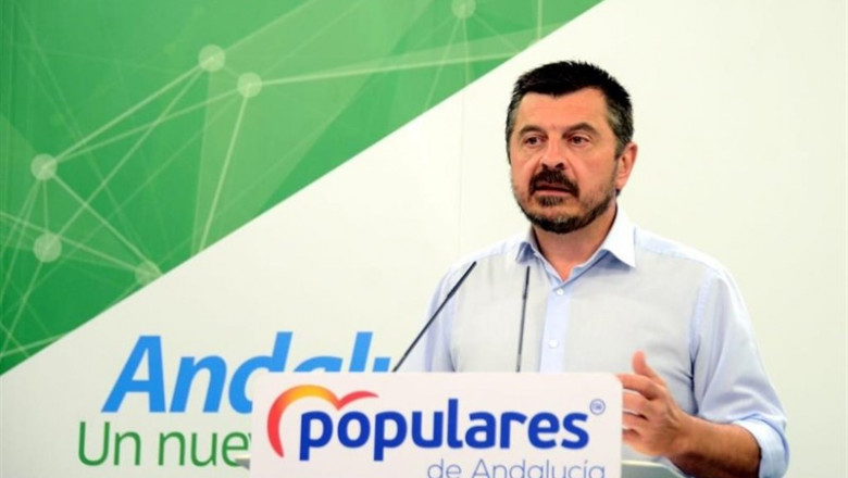 El vicesecretario general del PP-A, Toni Martín, en rueda de prensa. | PP-A ep vicesecretario generalpp-a toni martin en ruedaprensa