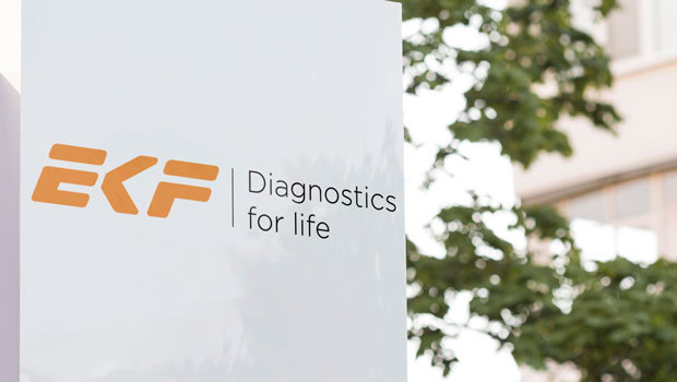 dl ekf diagnostics holdings objectif laboratoire réactif point de soins fournisseur de matériel de diagnostic médical pharmaceutique soins de santé logo