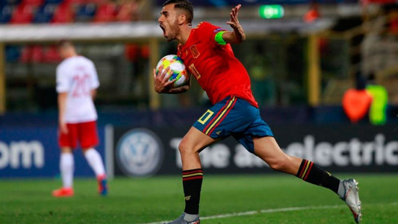 Dani Ceballos celebra un gol de la Sub-21 ante Polonia | RFEF ep dani ceballos celebragolla sub-21polonia