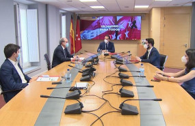 ep ignacio aguado con los portavoces de psoe mas madrid cs y unidas podemos en la asamblea de madrid