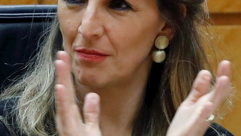 ep la ministra de trabajo yolanda diaz este martes en la sesion de control al gobierno en el senado