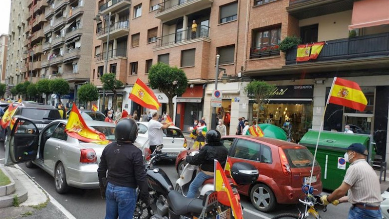 Manifestación de Vox en Logroño contra la gestión del Gobierno contra el COVID-19 | EUROPA PRESS ep manifestacion de vox en logrono contra la gestion del gobierno contra el covid-19