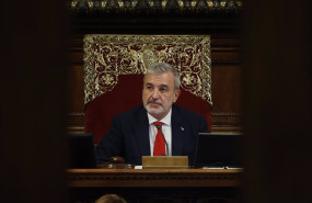 ep el alcalde de barcelona jaume collboni durante el ultimo pleno de la exalcaldesa de barcelona y