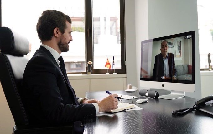ep el lider del pp pablo casado se reune con el presidente de ata lorenzo amor por videoconferencia