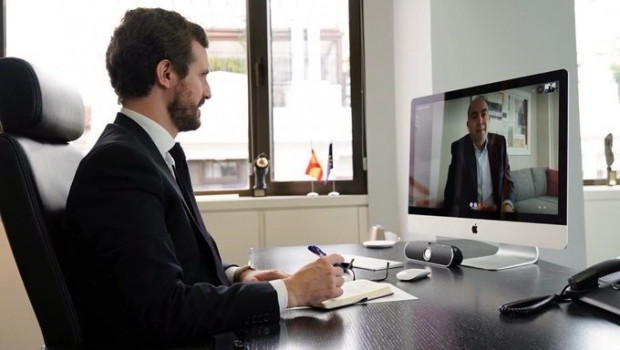 ep el lider del pp pablo casado se reune con el presidente de ata lorenzo amor por videoconferencia
