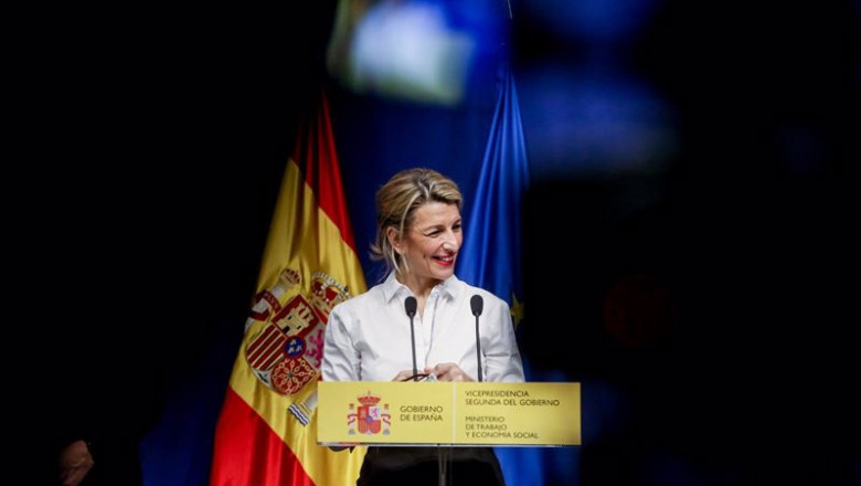 ep la vicepresidenta segunda y ministra de trabajo yolanda diaz comparece en rueda de prensa para