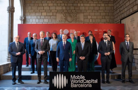 ep los miembros del patronato de la mobile world capital barcelona este jueves en el ayuntamiento de