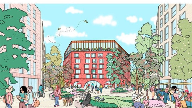 ep render del plan de the social hub para fountainbridge