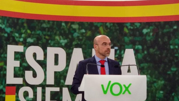 ep el portavoz de accion politica y eurodiputado de vox jorge buxade en rueda de prensa