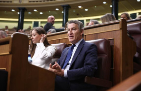 ep el presidente del partido popular alberto nunez feijoo y la portavoz del pp en el congreso ester