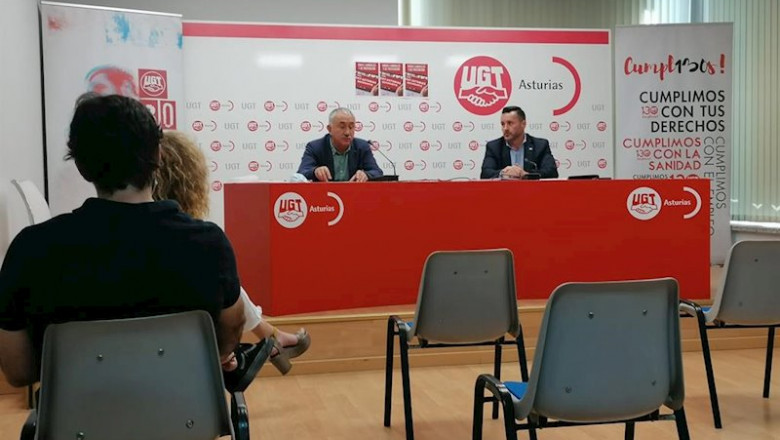 Rueda de prensa de los secreatrios de UGT Pepe Álvarez y Javier Fernández Lanero. | EUROPA PRESS ep rueda de prensa de los secreatrios de ugt pepe alvarez y javier fernandez lanero