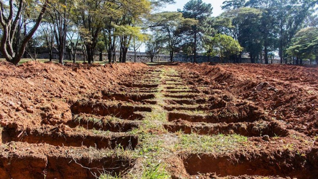 ep tumbas excavadas en un cementerio para victimas del coronavirus en sao paulo brasil