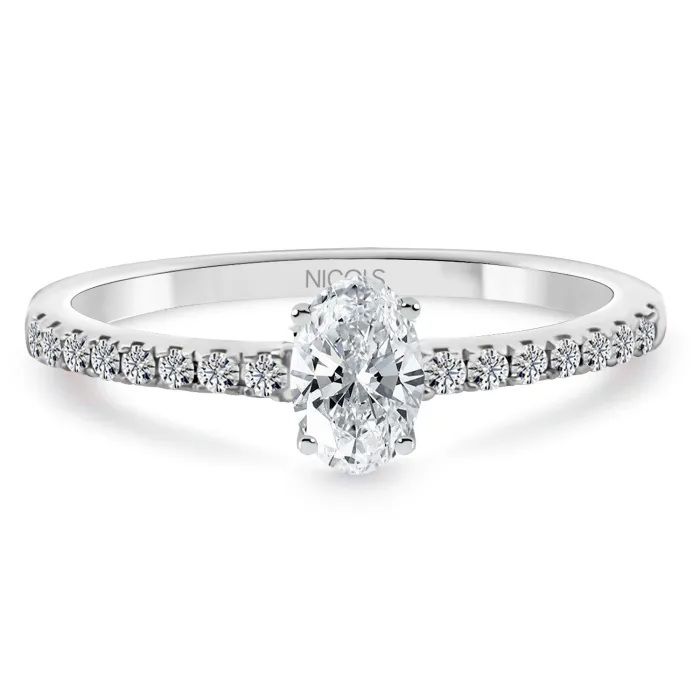 anillo compromiso dafne petit diamante oval 030 oro blanco