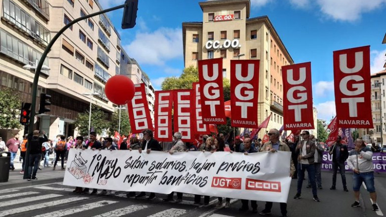 ep imagen de la manifestacion de ccoo y ugt en pamplona con motivo del 1 de mayo ep imagen de la manifestacion de ccoo y ugt en pamplona con motivo del 1 de mayo