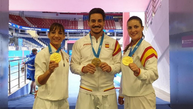 ep los karatecas espanoles sandra sanchez damian quinterolaura palacio enjuegos europeosminsk 2019