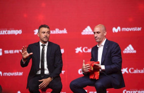 ep luis enrique seleccionador nacional y luis rubiales presidente de la real federacion espanola de