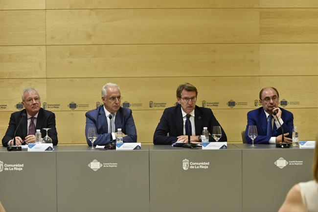 Valcárcel, Ceniceros, Feijóó y Lambán en comparecencia de prensa | XUNTA DE GALICIA ep valcarcel ceniceros feijoo y lambancomparecenciaprensa